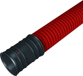 Evopipes Gofrēta dubultsienu caurule EVOCAB HARD D=75mm/6m, sarkana, 450N 2020007506004P01003 | Elektrika.lv