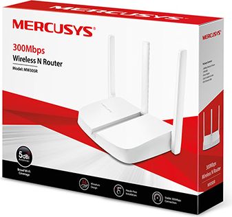 Mercusys Bezvadu Wi-fi rūteris 300 Mbps IEEE 802.11b, 2 antenas MW305R | Elektrika.lv