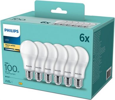 Philips LED bulb 13W (100W) A60 E27 WW FR 1521Lm 6psc. 929002306805 PL1 | Elektrika.lv