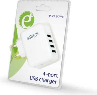 EnerGenie Universal USB charger, white/4PORT EG-U4AC-02 EG-U4AC-02 | Elektrika.lv