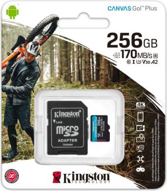 Kingston Atmiņas karte MEMORY MICRO SDXC 256GB UHS-I, W/ADAPTER, Melna SDCG3/256GB | Elektrika.lv