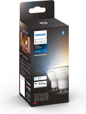 Philips Hue LED Spuldzes GU10 4.3W White Ambiance 2gab. (Bluetooth) 929001953310 | Elektrika.lv