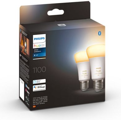 Philips Hue LED Bulb 8W A60 E27 EU 2 psc. White Ambiance 929002468404 | Elektrika.lv