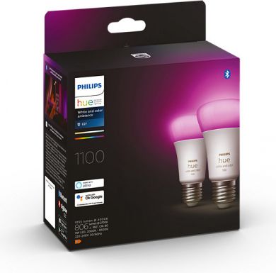 Philips Hue LED Spuldzes E27 9W A60 2 gab. White and Color Ambiance 929002468802 | Elektrika.lv