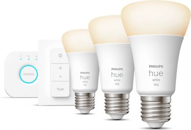 Philips Hue LED Лампочка E27 9.5W A60 White 3 шт. + switch + Bridge 929002469204 | Elektrika.lv