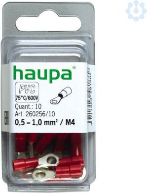 Haupa Ring terminals  0.5-1 M4, red, 10 pieces 260256/10 | Elektrika.lv