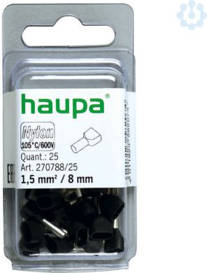 Haupa Twin end sleeves 1.5/8, black, 25 pieces 270788/25 | Elektrika.lv