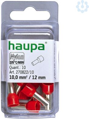 Haupa Insulated end sleeves 10/12, red, 10 pieces 270822/10 | Elektrika.lv