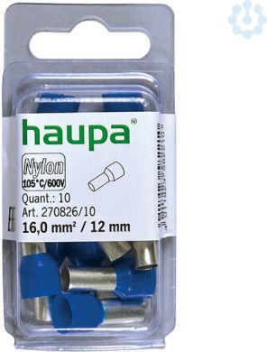 Haupa Insulated end sleeves, 16/12, blue, 10 pieces 270826/10 | Elektrika.lv