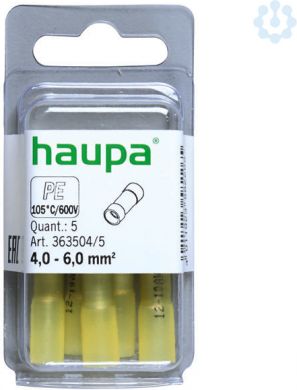 Haupa Butt connector insulated 4-6mm, yellow, 5 pieces 363504/5 | Elektrika.lv
