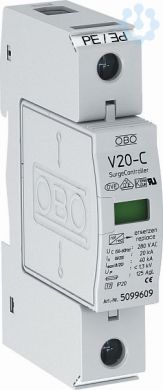 Obo Bettermann Разрядник для защиты от перенапряжений 1P 280V V20-C 1-280 5094618 | Elektrika.lv