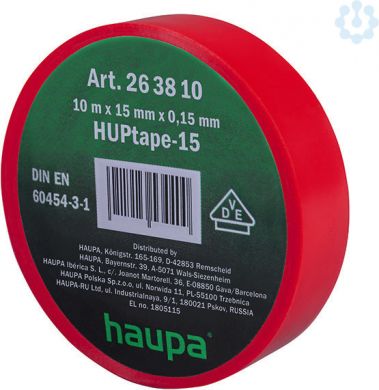 Haupa Insulating tape, red, 19mm x 20m 263852 | Elektrika.lv