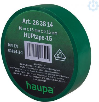 Haupa Изоляционная лента, зеленый, 19mm x 20m 263856 | Elektrika.lv