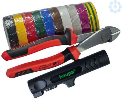 Haupa Комплект: боковые кучаски, инструмент для снятия изоляции, изоляционная летка (10 шт.) 211219/Z1 | Elektrika.lv