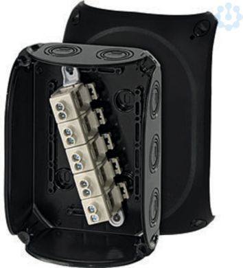 Hensel Распределительная коробка KF 1010 B 180x130x77мм IP66/67 черная с 5x10mm² клеммой 62000062 | Elektrika.lv