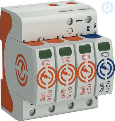 Obo Bettermann Combination arrestor V50, 3-pole + NPE 280 V, V50-3+NPE-280 5093526 | Elektrika.lv