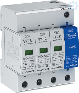 Obo Bettermann Surge protection devices, 3-pole + NPE, 280V, V10-C 3+NPE 5094920 | Elektrika.lv