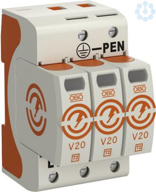 Obo Bettermann Разрядник для защиты от перенапряжений V20, 3P, 280 V 5095163 | Elektrika.lv