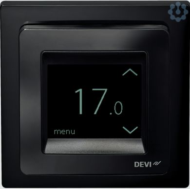 DEVI Termoregulators DEVIreg Touch +5...+45 °C, grīdas +telpas sensors, 16 A, melns 140F1069 | Elektrika.lv