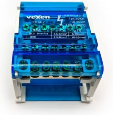 Vexen Electric Sadales spaiļu bloks 4x7 poles 125A/500V DB407 | Elektrika.lv