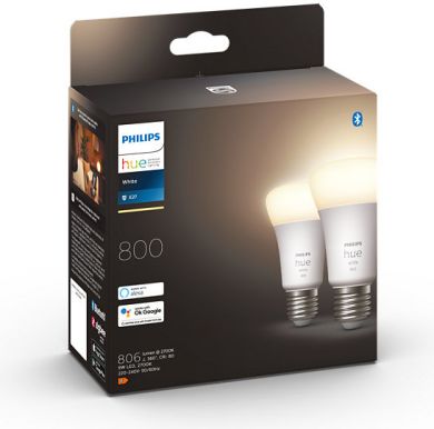 Philips Hue LED Spuldzes E27 9W A60 White 2gab. 929001821623 | Elektrika.lv