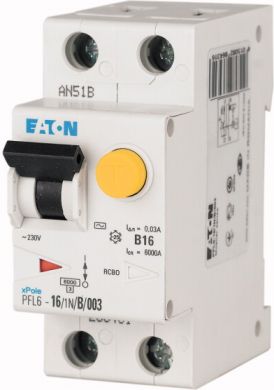 EATON 25A 1P+N 30mA C, AC typeResidual-current Circuit Breaker with overcurrent protection (RCBO) PFL6-25/1N/C/003 286469 | Elektrika.lv