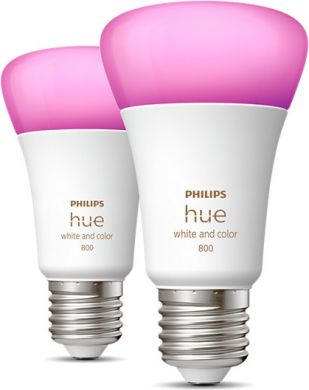Philips Hue LED Bulbs E27 6.5W A60 2 pcs. White and color ambiance 929002489602 | Elektrika.lv