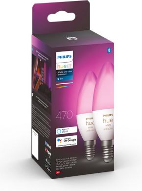 Philips Hue LED Spuldzes E14 4W B39 EU 2gab. White and Color Ambiance 929002294205 | Elektrika.lv