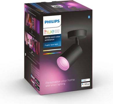 Philips Hue Fugato spot gaismeklis, melns 1x5.7W 240V White and color ambiance 5063130P7 915005761201 | Elektrika.lv