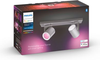 Philips Hue Argenta спот лампа, алюминий 2x5.7W White and Colour Ambiance 5062248P7 915005762401 | Elektrika.lv
