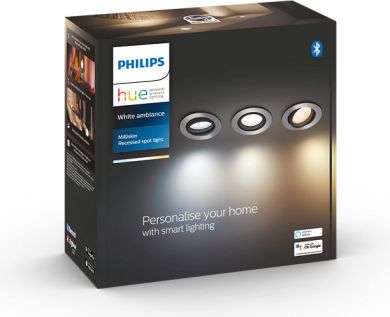Philips HUE Milliskin встроенный светильник, алюминий, круглый, 3x5W White Ambiance 3 шт. 929003045101 | Elektrika.lv