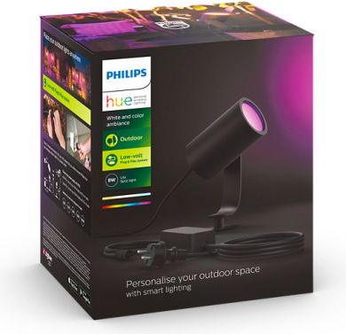 Philips Hue Lily базовый светильник, черный 1x8W SELV White and color ambiance 1742830P7 915005671701 | Elektrika.lv