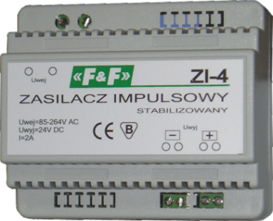 F&F Barošanas bloks 85-264V AC 8, 24, 48 V DC, P=50W, 6 moduļ ZI-1-6 | Elektrika.lv