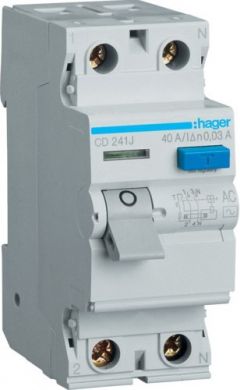 Hager Strāvas noplūdes аutomātslēdzis 100mA 2P 25A CE226J | Elektrika.lv