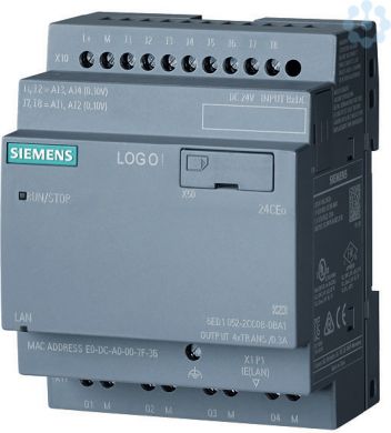 Siemens Kontrolleris 6ED1052-2CC08-0BA0 LOGO! 24CEO logic module, without display, 8 DI (4AO)/4DO 6ED1052-2CC08-0BA0 | Elektrika.lv
