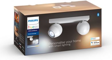 Philips Hue BUCKRAM dubultais prožektors, balts 2x5.5W White Ambiance + Dimmer 929003047801 | Elektrika.lv