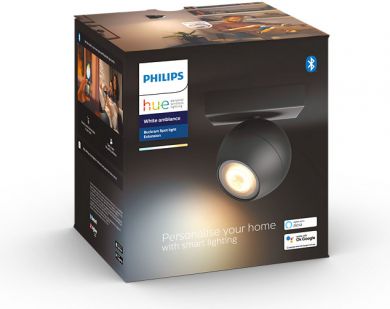 Philips Hue BUCKRAM single spot, black 1x5.5W White Ambiance + Dimmer 929003048701 | Elektrika.lv