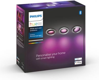 Philips HueWCA Centura Iebūvēts virziena gaismeklis, alumīnijs, apaļš 1x5.7W 240V White and color ambiance 3 gab. 929003045301 | Elektrika.lv