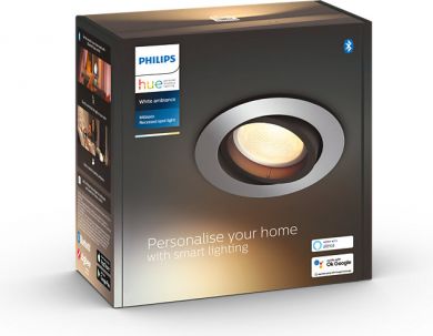 Philips HUE Milliskin recessed luminaire 3x5W Aluminium, round, White Ambiance 929003047001 | Elektrika.lv