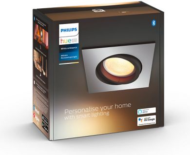 Philips HUE Milliskin встроенный светильник 3x5W, алюминий, квадрат, White Ambiance 929003047201 | Elektrika.lv