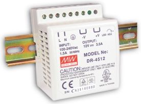 Mean Well DR45-12(230/12V-3,5A) Impuls power supply for DIN DR45-12-001 | Elektrika.lv