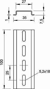Obo Bettermann Hat profile rail, perforated, 35x7,5x2000, 2069 2M GTPL 1115669 | Elektrika.lv
