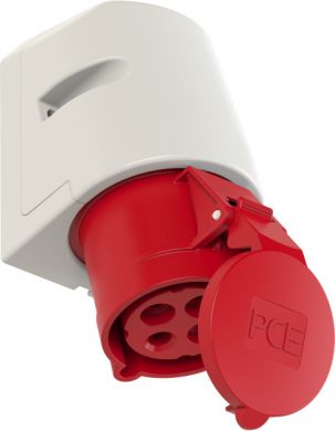 PCE Wall socket outlet 4x32A (3P+PE) 6h IP44 red 124-6 | Elektrika.lv