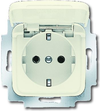 ABB Socket outlet with lid, ivory B-D 20EUK-212-500 2CKA002018A1510 | Elektrika.lv