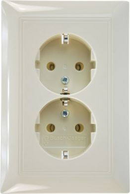 ABB Double socket outlet ivory with frame (Old model) 20-02 EUJ-92-507 basic55 2CKA002014A1463 | Elektrika.lv