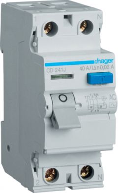 Hager Residual Current Circuit Breaker RCCB 30mA 2P 40A CD241J | Elektrika.lv
