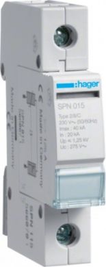 Hager Разрядник защиты от перенапряжения 1P 40kA SPN115 | Elektrika.lv
