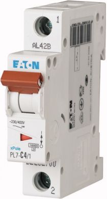 EATON PL7-C4/1 Miniature Circuit Breaker 4A 1P C 262700 | Elektrika.lv