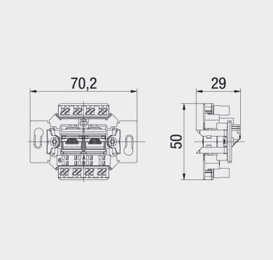 Siemens Data socket mechanism 2-vietīga, 2x8 cat5/6a U Up 0 mK FI2:132104050 | Elektrika.lv