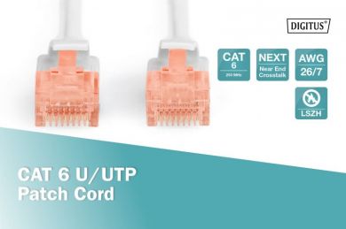 Digitus  Patch kabelis CAT6 U-UTP, Cu, LSZH AWG 26/7, 1 m, Pelēks DK-1617-010 | Elektrika.lv